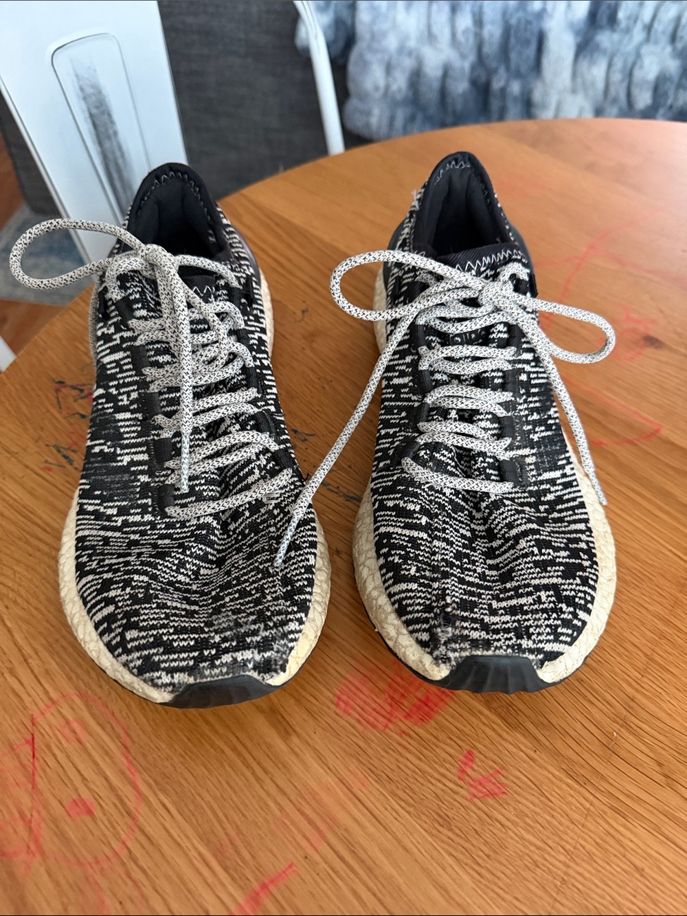 adidas Black and White Knit Athletic Sneakers